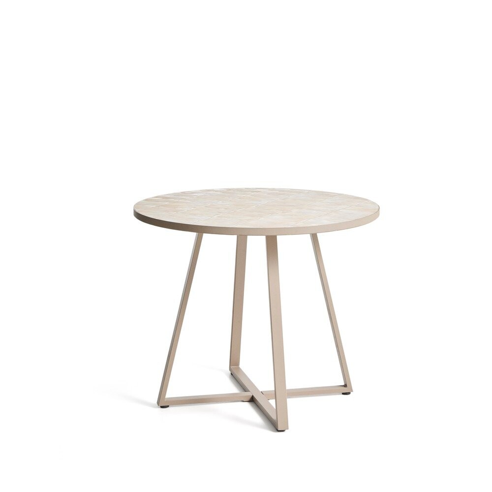 Kulatý zahradní jídelní stůl s keramickou deskou ø 90 cm Tella – Kave Home