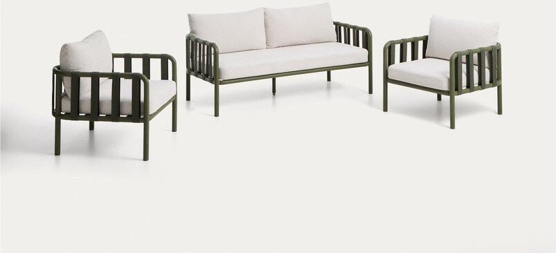 Zelený/béžový hliníkový zahradní lounge set pro 4 osoby Omala – Kave Home
