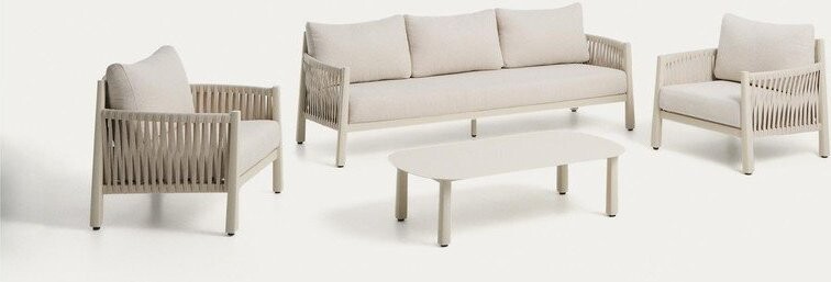 Béžový/krémový zahradní lounge set z masivu akácie pro 5 osob Aleria – Kave Home
