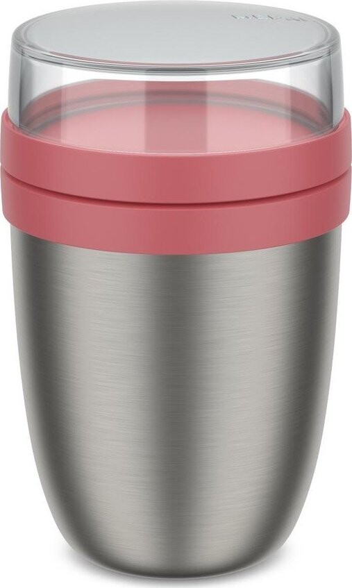 Světle červená/ve stříbrné barvě termoska na jídlo z nerezové oceli 500 ml Ellipse – Mepal