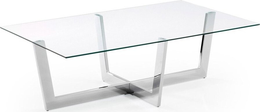 Konferenční stolek se skleněnou deskou ve stříbrné barvě 70x120 cm Plam – Kave Home
