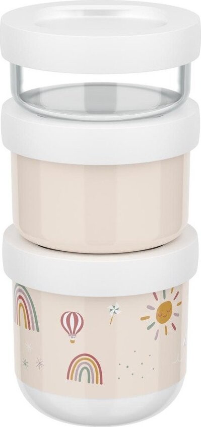 Béžové plastové dětské svačinové boxy v sadě 3 ks Sunshine & Rainbow – Mepal