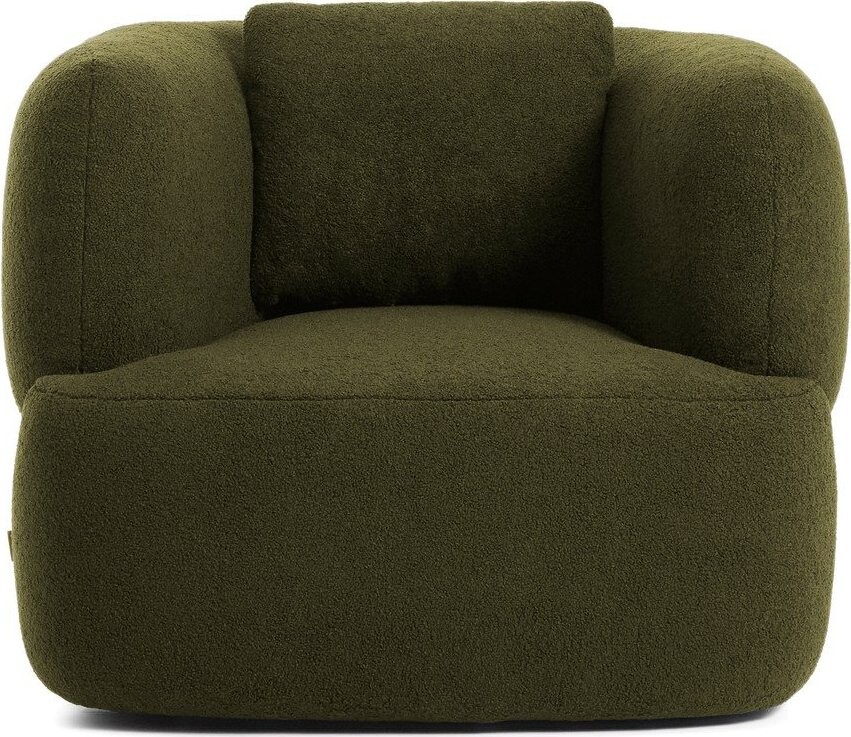 Tmavě zelené otočné křeslo z textilie bouclé Martina – Kave Home
