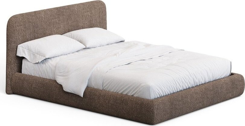 Hnědá čalouněná dvoulůžková postel bez roštu 180x200 cm Martina – Kave Home