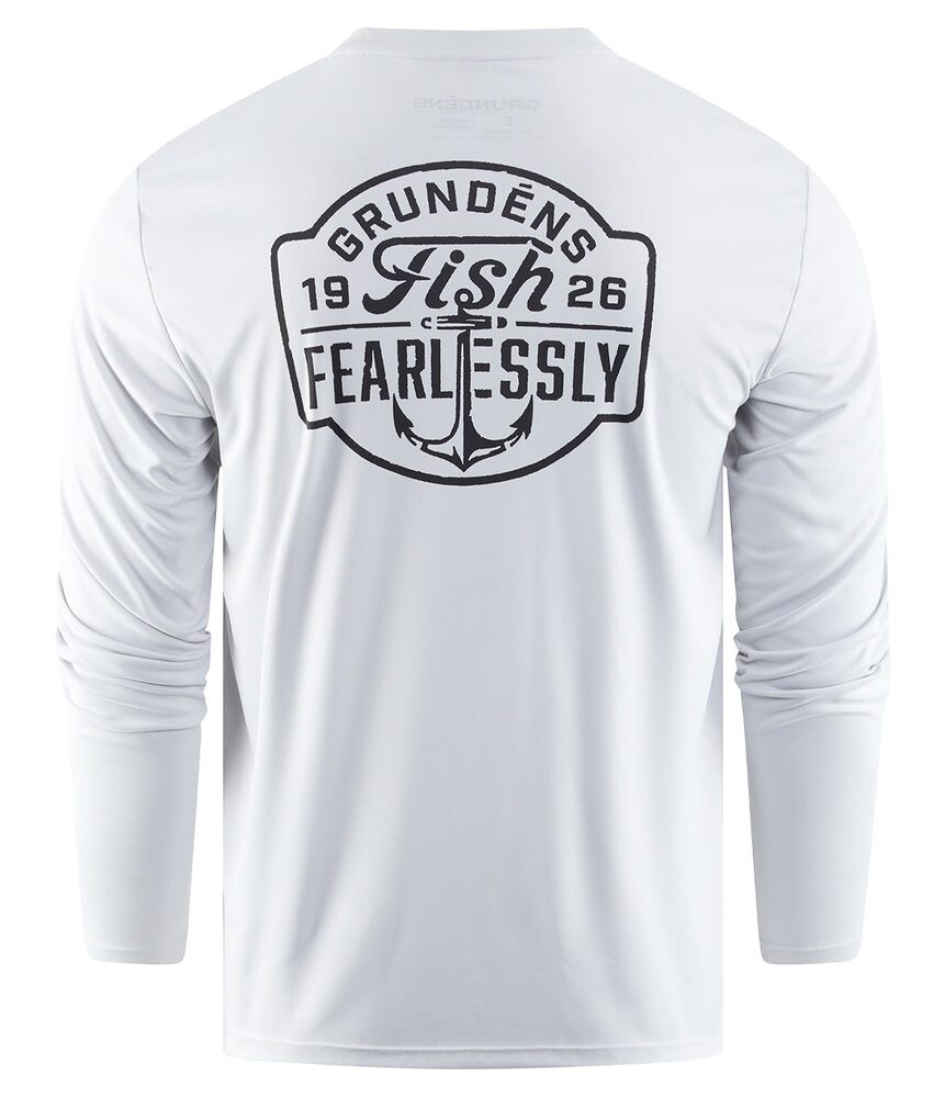 Grundéns UV Tričko Fish Fearlessly LS Tech Tee Grey Mist - L