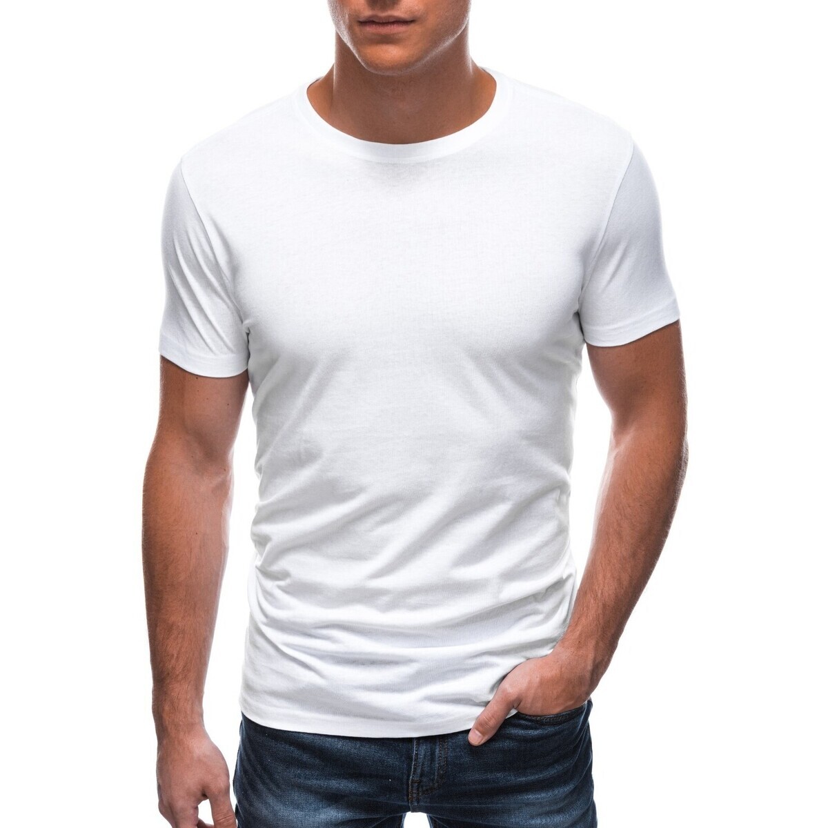 Edoti  Ombre Clothing Pánské tričko s krátkým rukávem Fraser bílá  Bílá