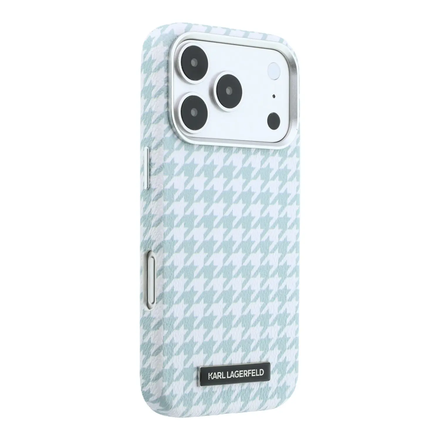 Zadní kryt Karl Lagerfeld PU Houndstooth Resin Plate MagSafe pro Apple iPhone 17 Pro, modrá