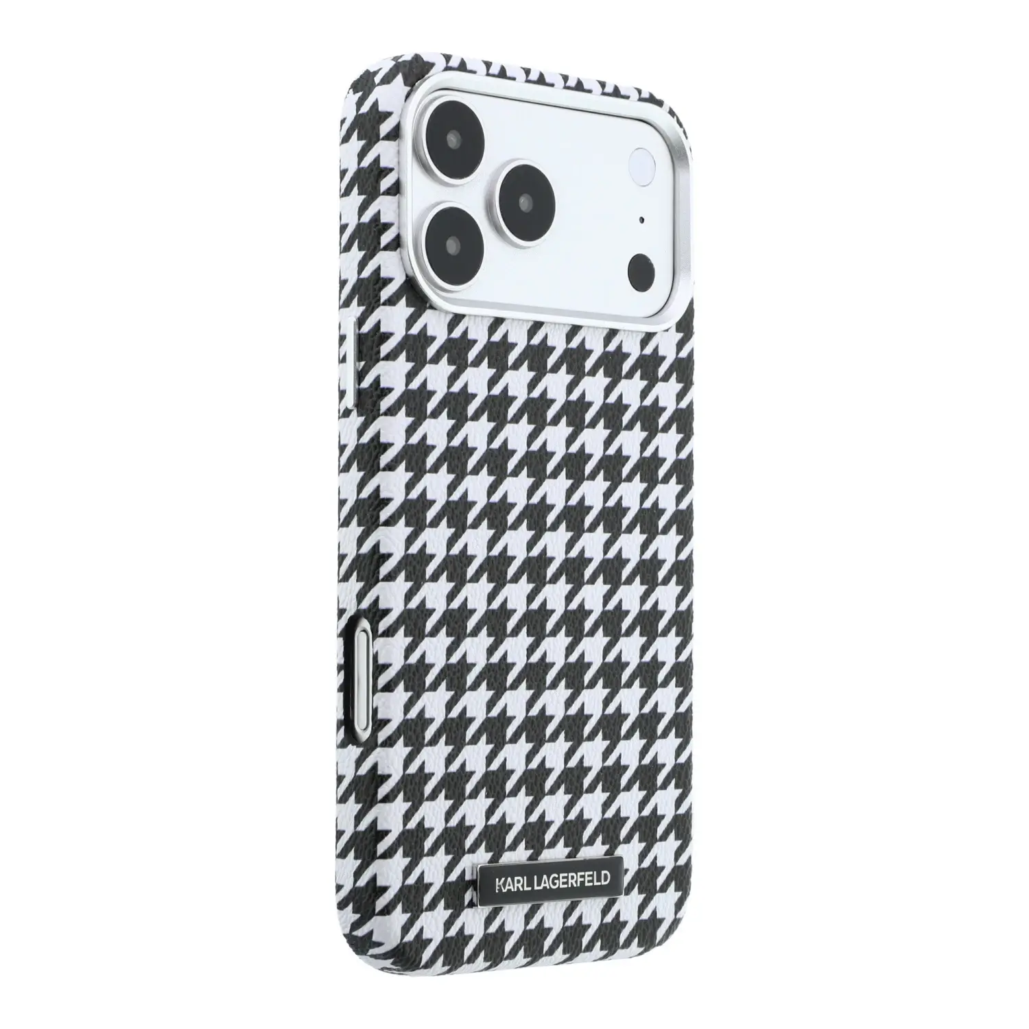 Zadní kryt Karl Lagerfeld PU Houndstooth Resin Plate MagSafe pro Apple iPhone 17 Pro Max, černá