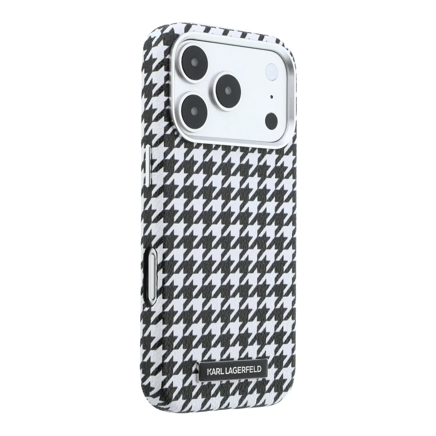 Zadní kryt Karl Lagerfeld PU Houndstooth Resin Plate MagSafe pro Apple iPhone 17 Pro, černá