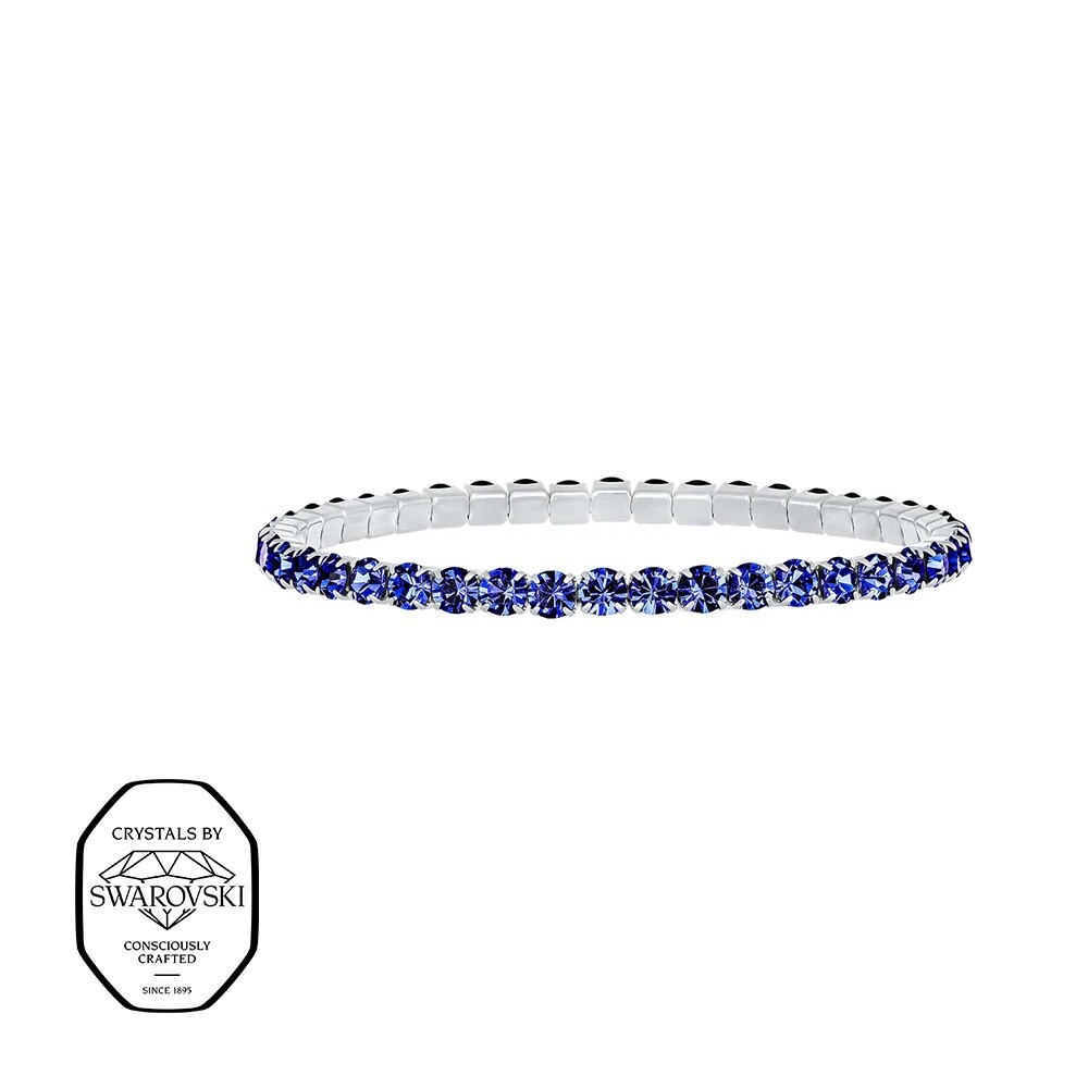 CRYSTalp Elastický tenisový náramek s modrými Swarovski krystaly Aura 22270.SAP.E