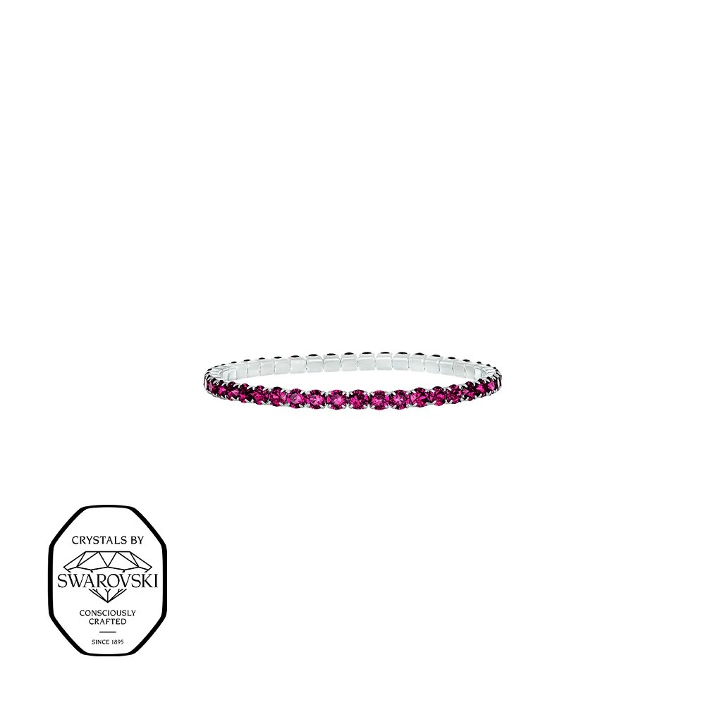CRYSTalp Elastický tenisový náramek s fuchsiovými Swarovski krystaly Aura 22270.DRO.E