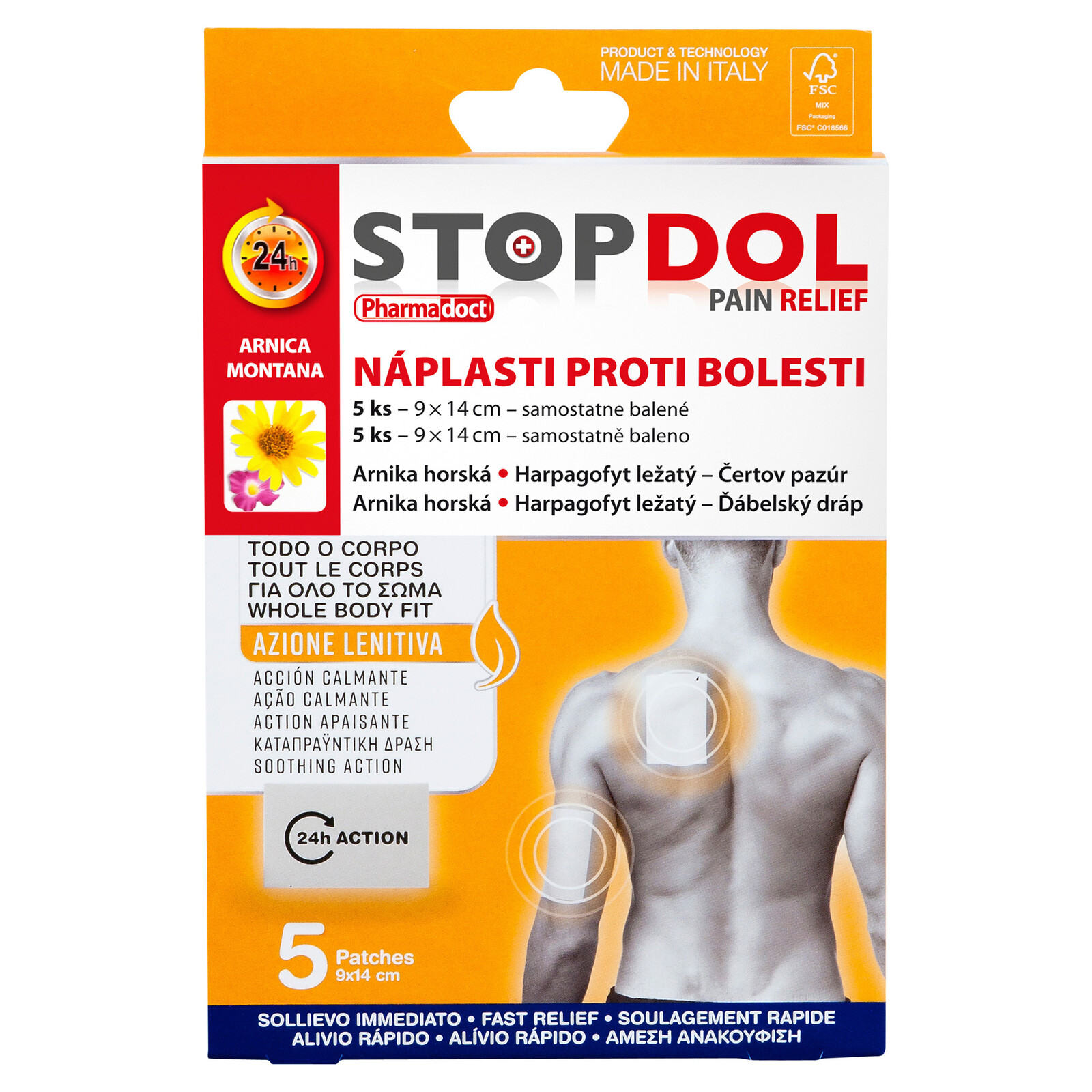 Pharmadoct Stopdol Náplasti proti bolesti s Arnikou 9 x 14 cm 5 kusů