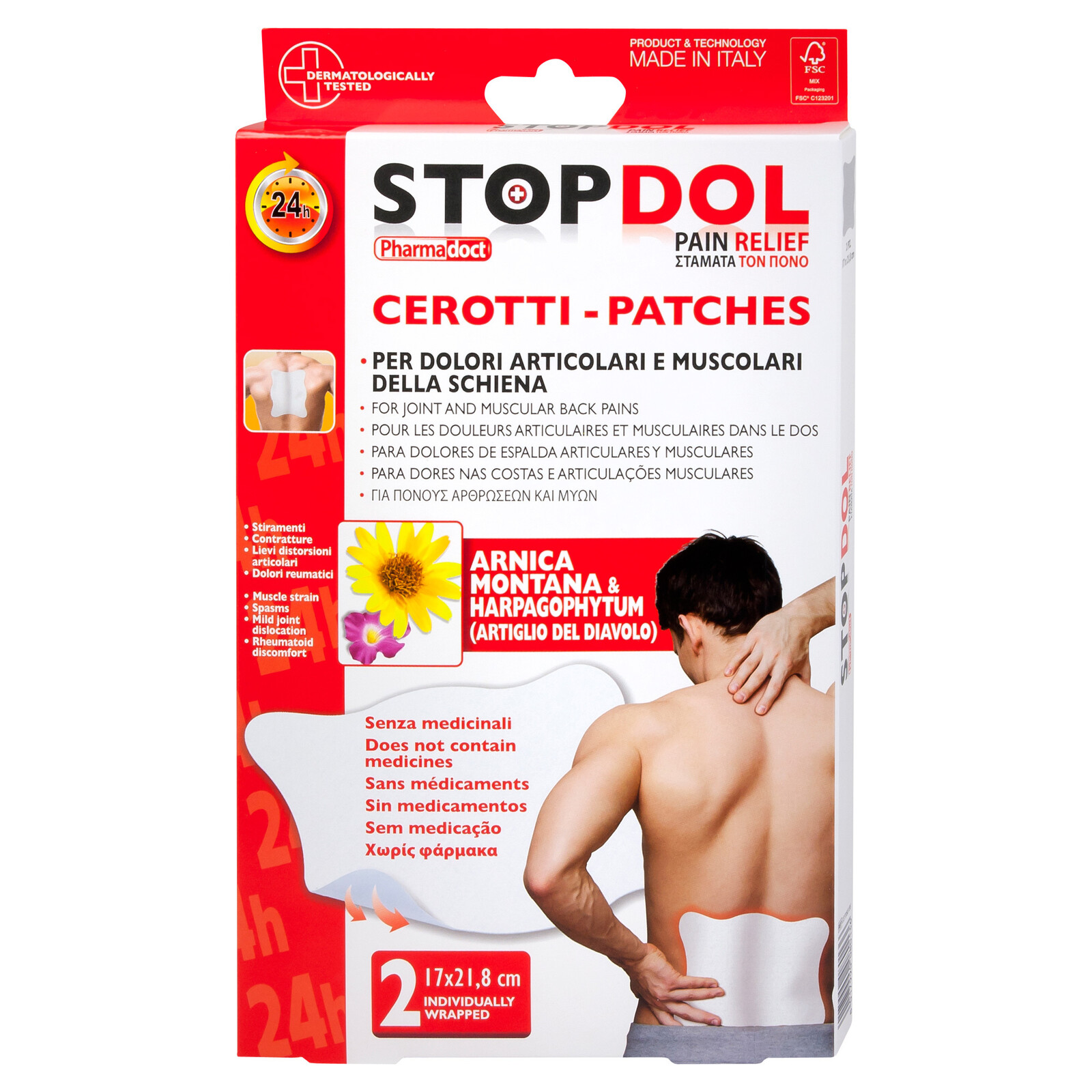 Pharmadoct Stopdol Náplasti proti bolesti XXL 17 x 21,8 cm 2 kusy