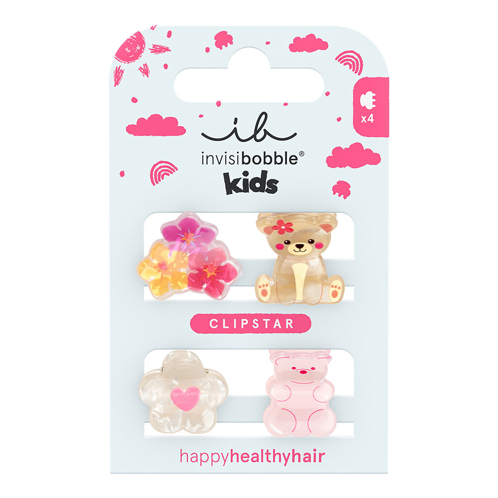 Invisibobble Skřipec do vlasů Clipstar Kids Bearly Bloomed 4 ks