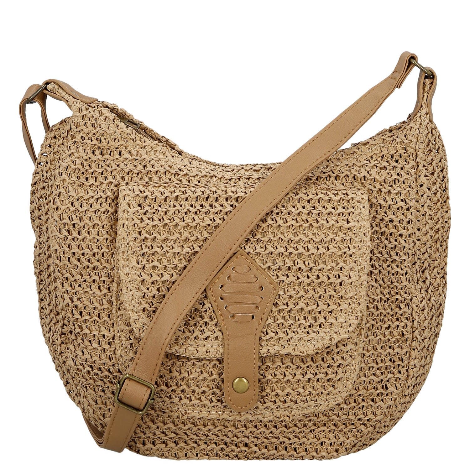 Trendy dámská pletená crossbody kabelka Jalta, tmavě béžová