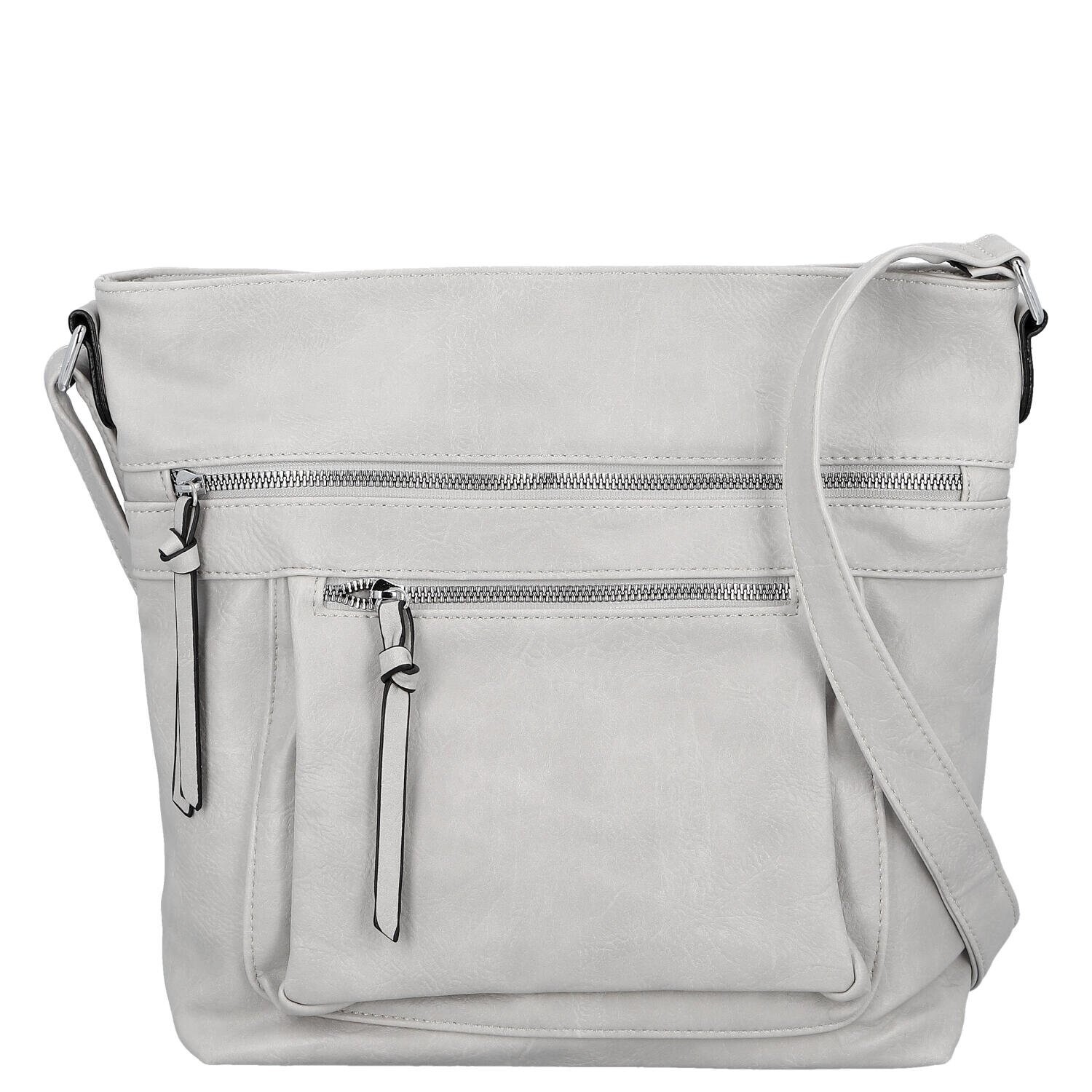 Trendy dámská koženková crossbody kabelka Zeta, šedá new