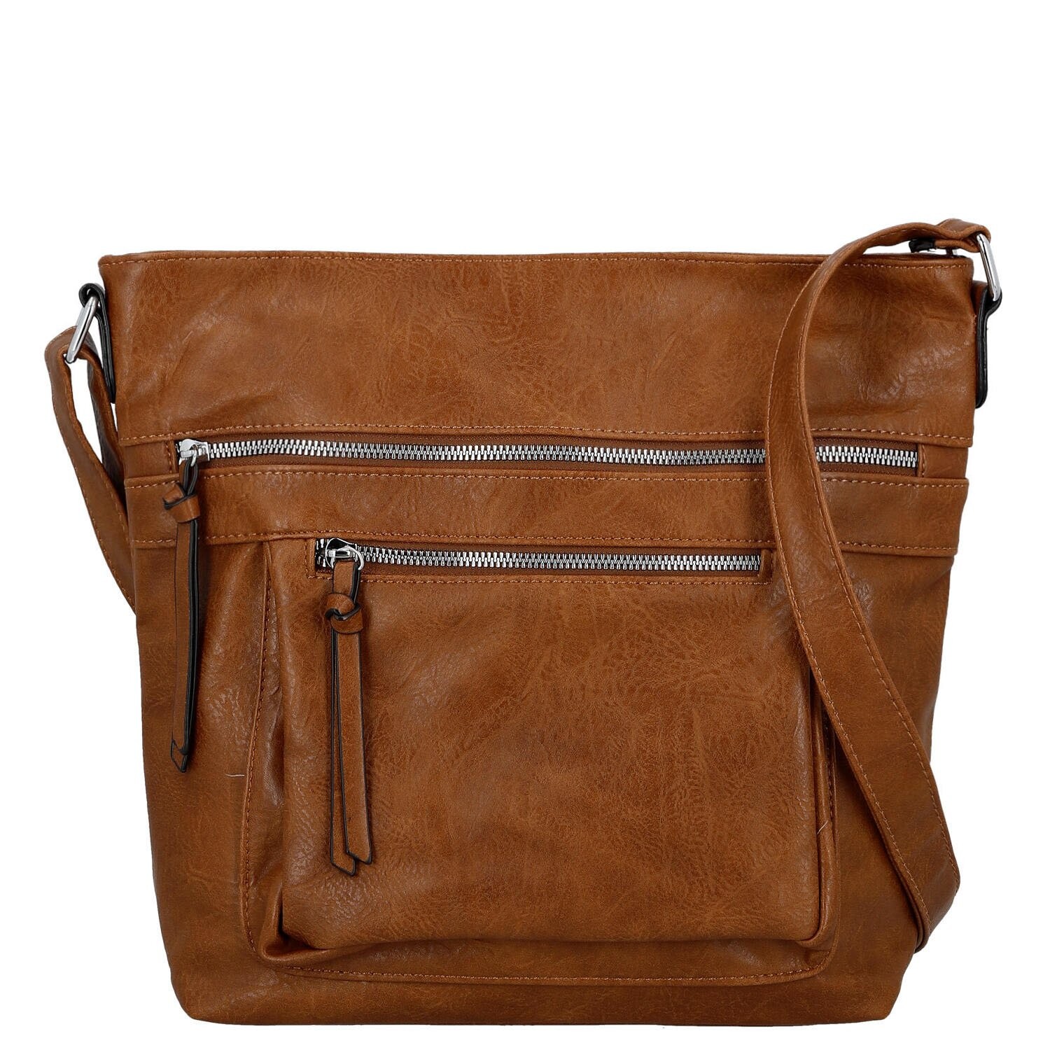 Trendy dámská koženková crossbody kabelka Zeta, hnědá new