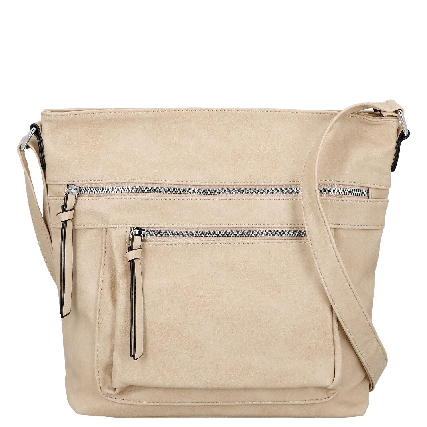 Trendy dámská koženková crossbody kabelka Zeta, tmavě béžová