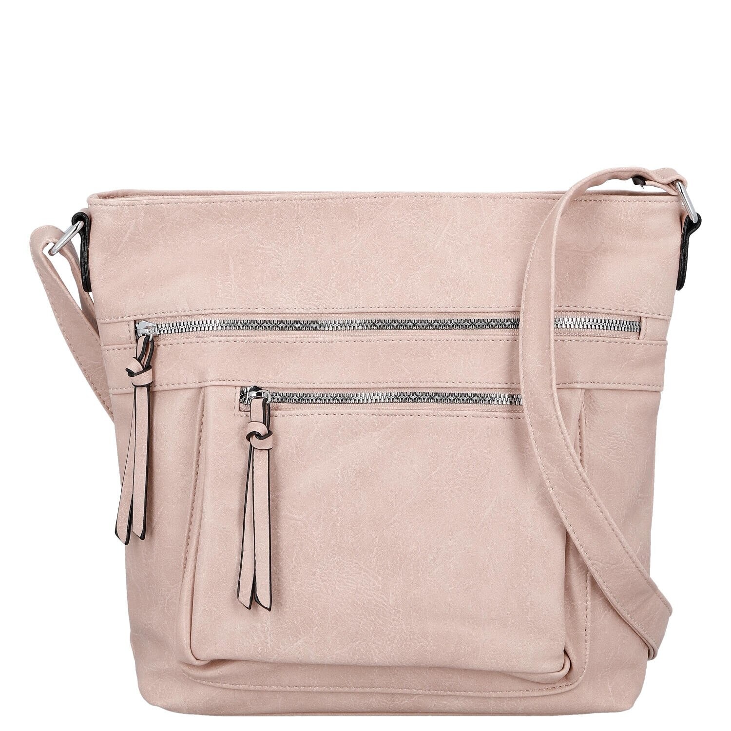 Trendy dámská koženková crossbody kabelka Zeta, růžová