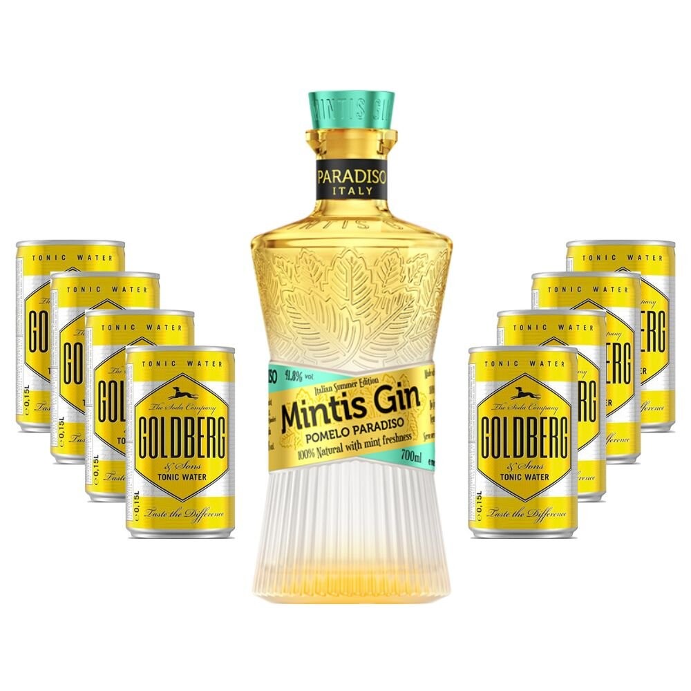 Párty set Mintis Gin Pomelo Paradiso 0,7l 41,8% + 8x Water Tonic 0,15l Plech