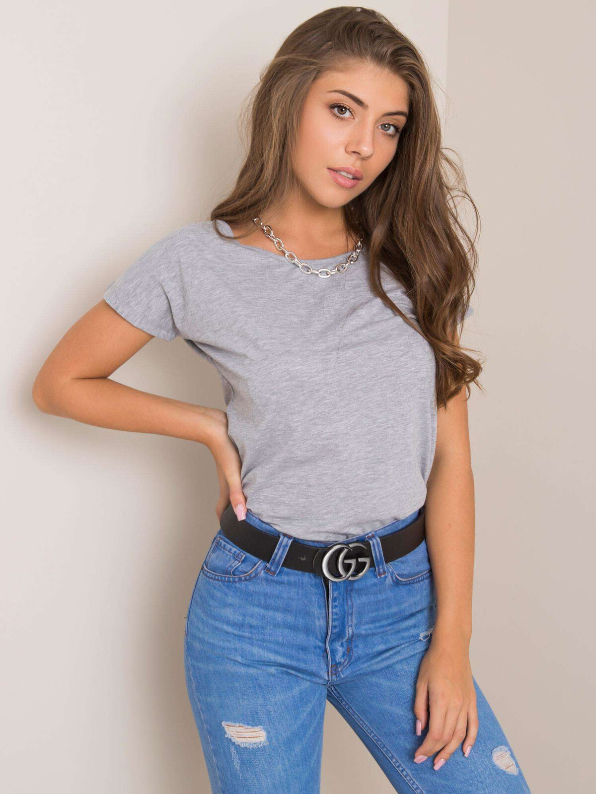 Šedé dámské tričko RV-BZ-4622.04-grey Velikost: XS