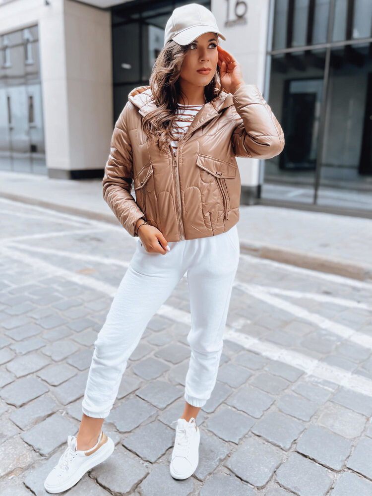 Camel prošívaná crop bunda  LILYWOOL TY3714 Velikost: L