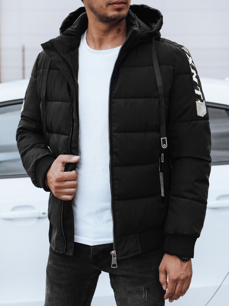 Černá prošívaná bunda s nášivkou TX4637 Velikost: 2XL