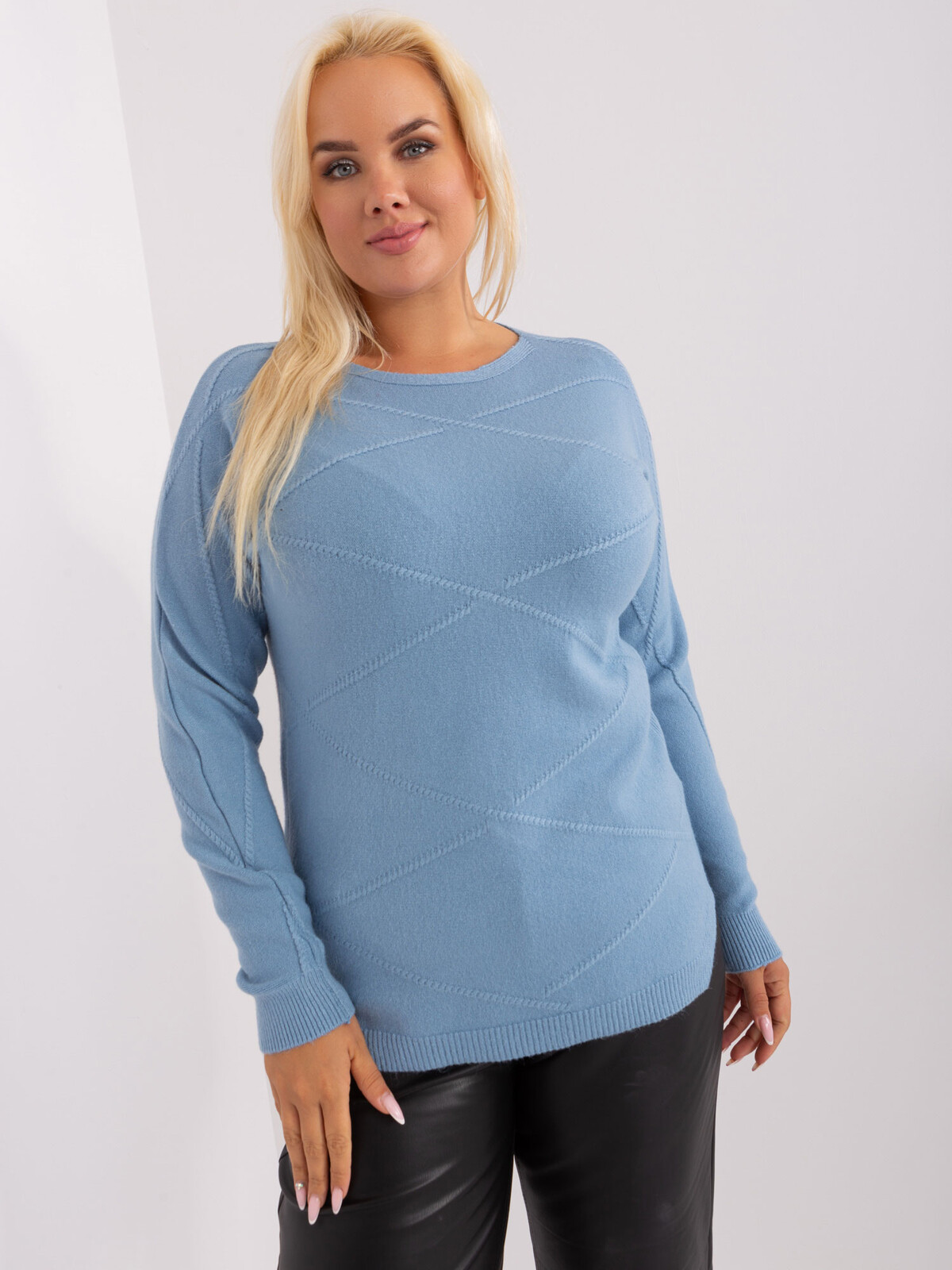 Světle modrý vzorovaný svetr PM-SW-PM-3905.13-light blue Velikost: XL/2XL