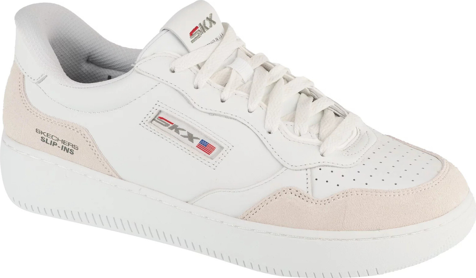 Bílé pánské kožené tenisky Skechers Sport Court 2.0 - Konor 254025-WHT Velikost: 42,5