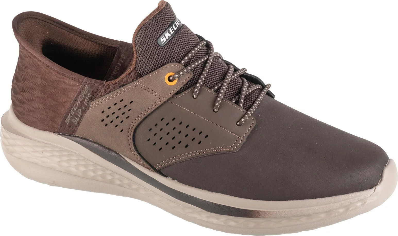 Hnědé pánské kožené tenisky Skechers Slip-Ins: Slade - Macklin 210890-CHOC Velikost: 43
