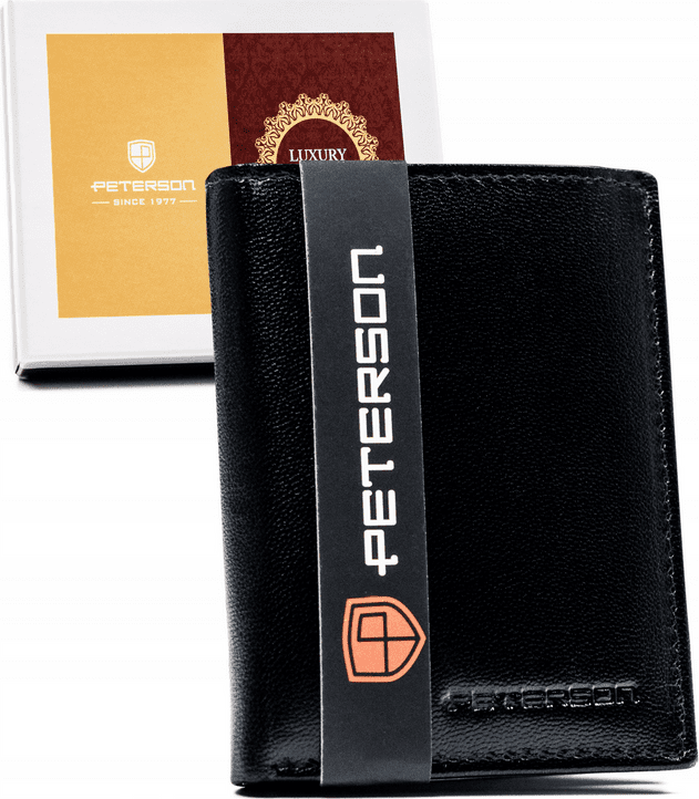 Peterson Černá malá kožená peněženka bez zapínání Y40 [DH] PTN RD-290-GCL Velikost: ONE SIZE