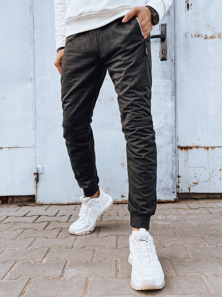 Tmavě šedé pánské tepláky s kapsami na zip UX4279 Velikost: XL/2XL