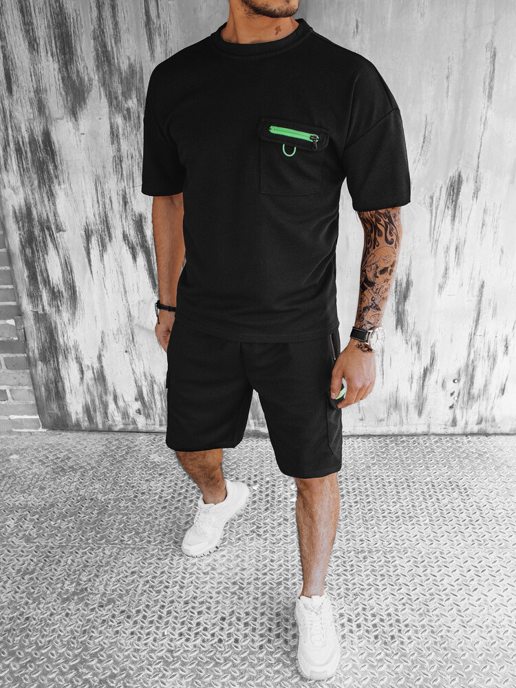 Černý komplet krátkého rukávu a šortek AX0755 Velikost: 2XL