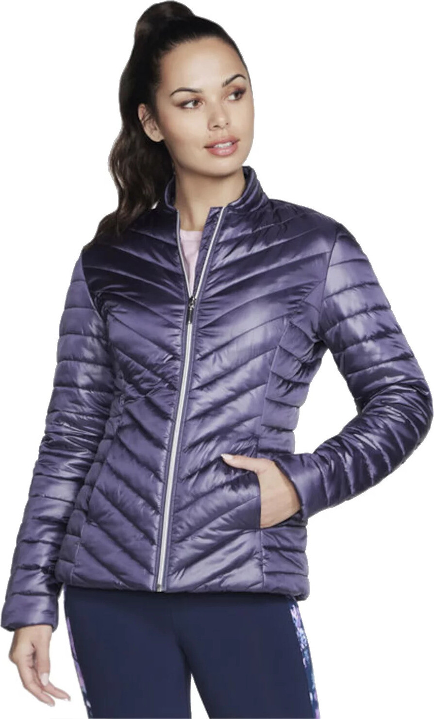 Fialová dámská bunda Skechers GO Shield Shine Jacket JA150-PRCC Velikost: M
