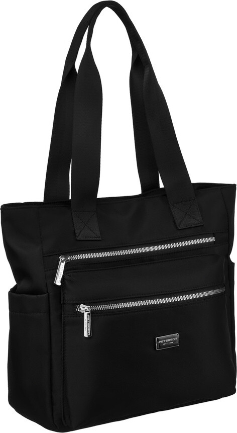 Peterson Černá dámská shopper kabelka se stříbrným kováním PTN CTY-06 Velikost: ONE SIZE