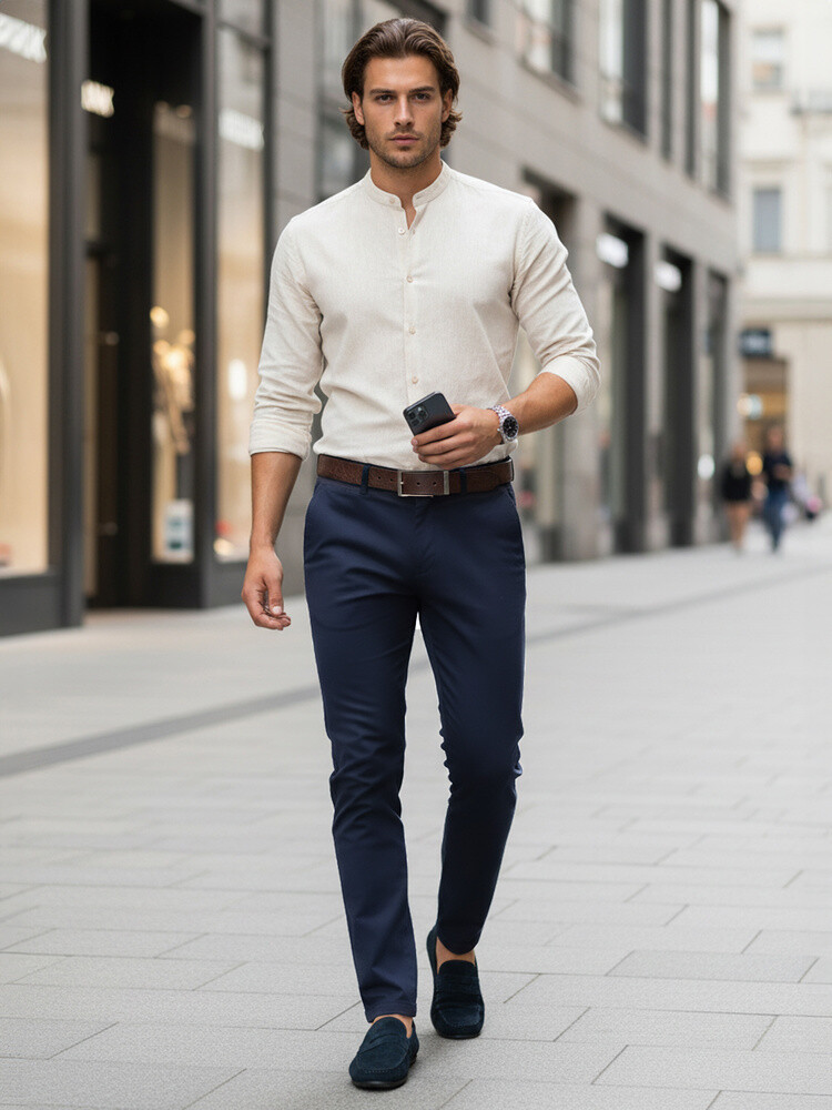 Pánské chino kalhoty slim fit granátové Velikost: 33