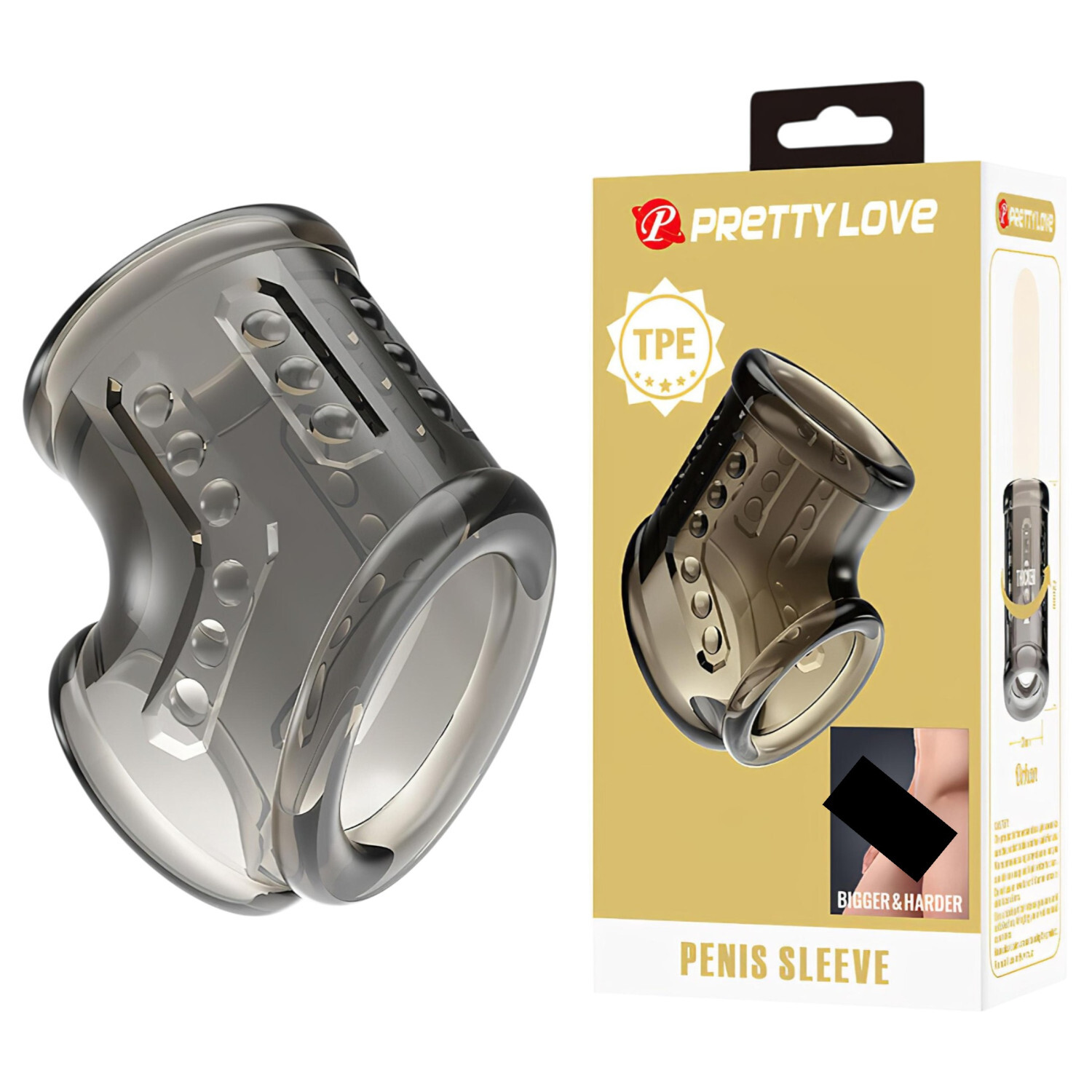 Pretty Love - erekční kroužek na penis a varlata (průhledný)