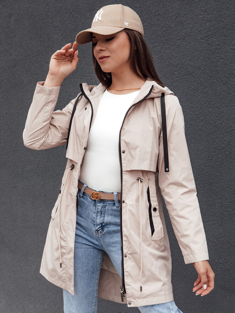 Světle béžová dámská parka GLAMJACKET TY4382 Velikost: 2XL