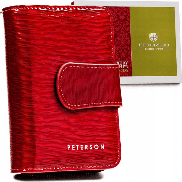 Peterson Červená hladká lesklá kožená peněženka Y205 [DH] PTN 425214-SH Velikost: ONE SIZE
