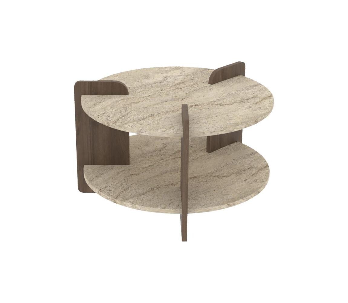 Konferenční stolek PURO pr. 70 cm béžová/ořech 116SAM1511