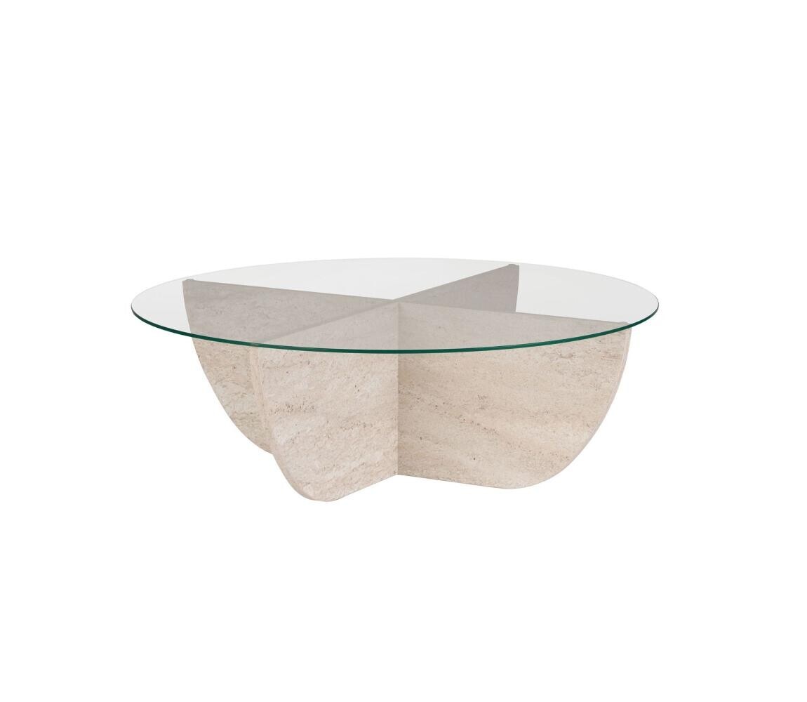 Konferenční stolek VERE pr. 90 cm béžová/čirá 668NRD1125