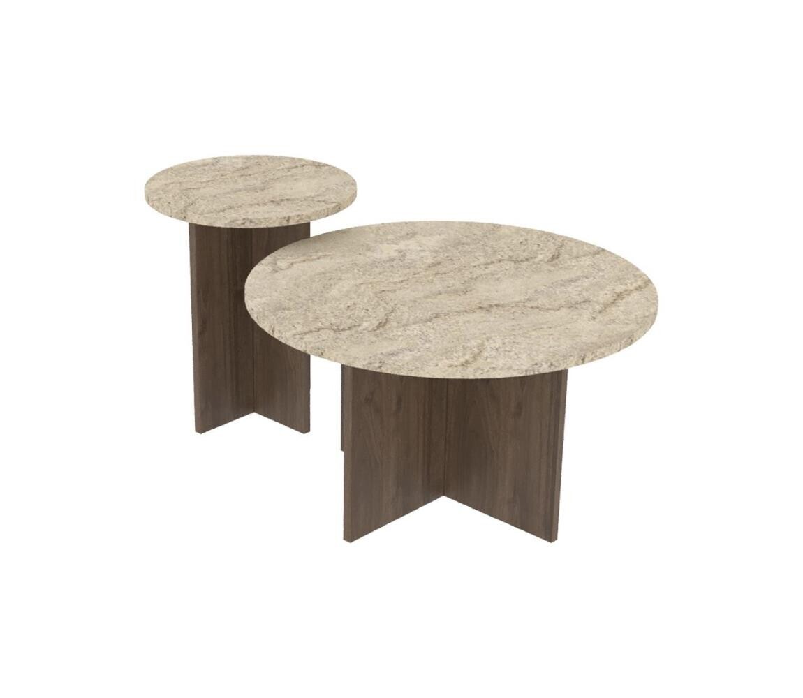 SADA 2x Konferenční stolek PURO pr. 40/70 cm ořech/béžová 116SAM1509