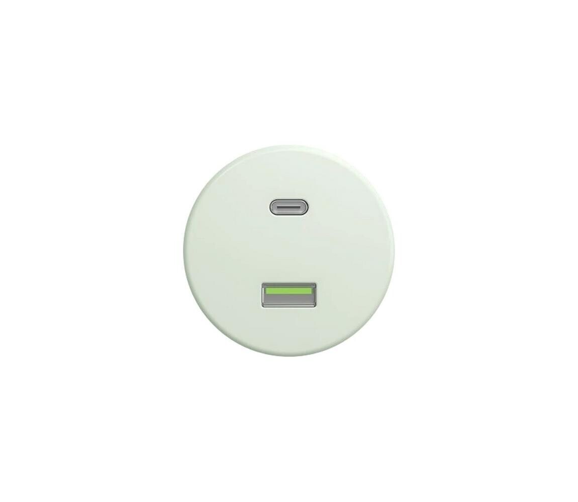 lap - Retro USB zásuvka A+C bez rámečku mátově zelená MZ/USB