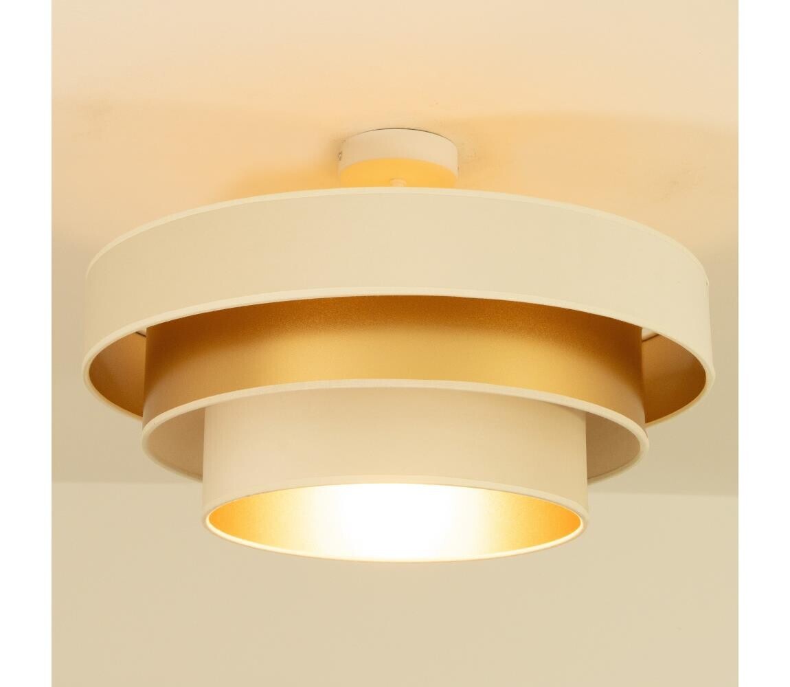 Přisazený lustr WENTA 1xE27/60W/230V pr. 50 cm béžová/zlatá H0723