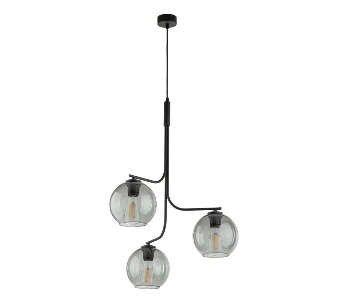 Lustr na lanku CESAR 3xE27/15W/230V černá/kouřová šedá 5726
