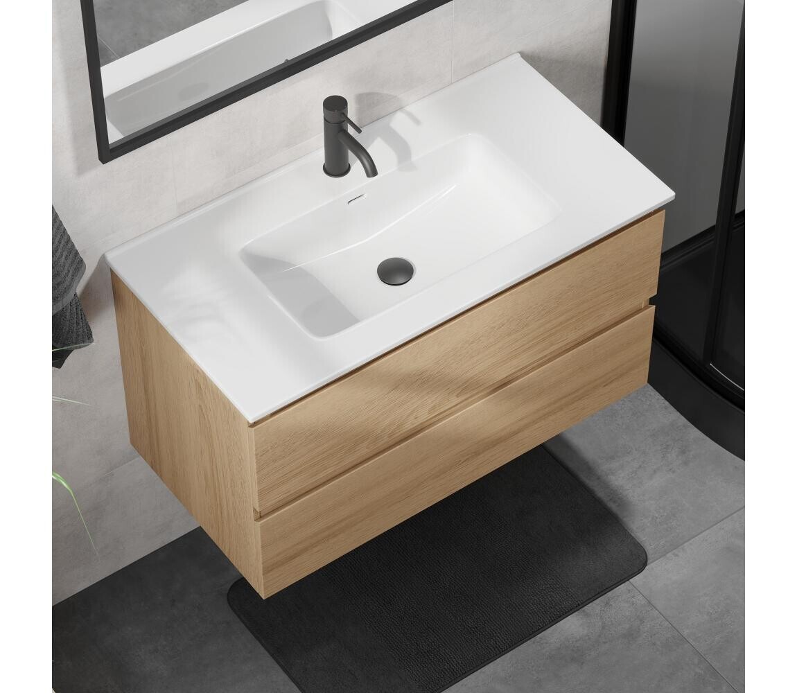 BATH DELUXE Koupelnová skříňka s umyvadlem KENWOOD 91 cm dub/bílá BT0125+BT0230