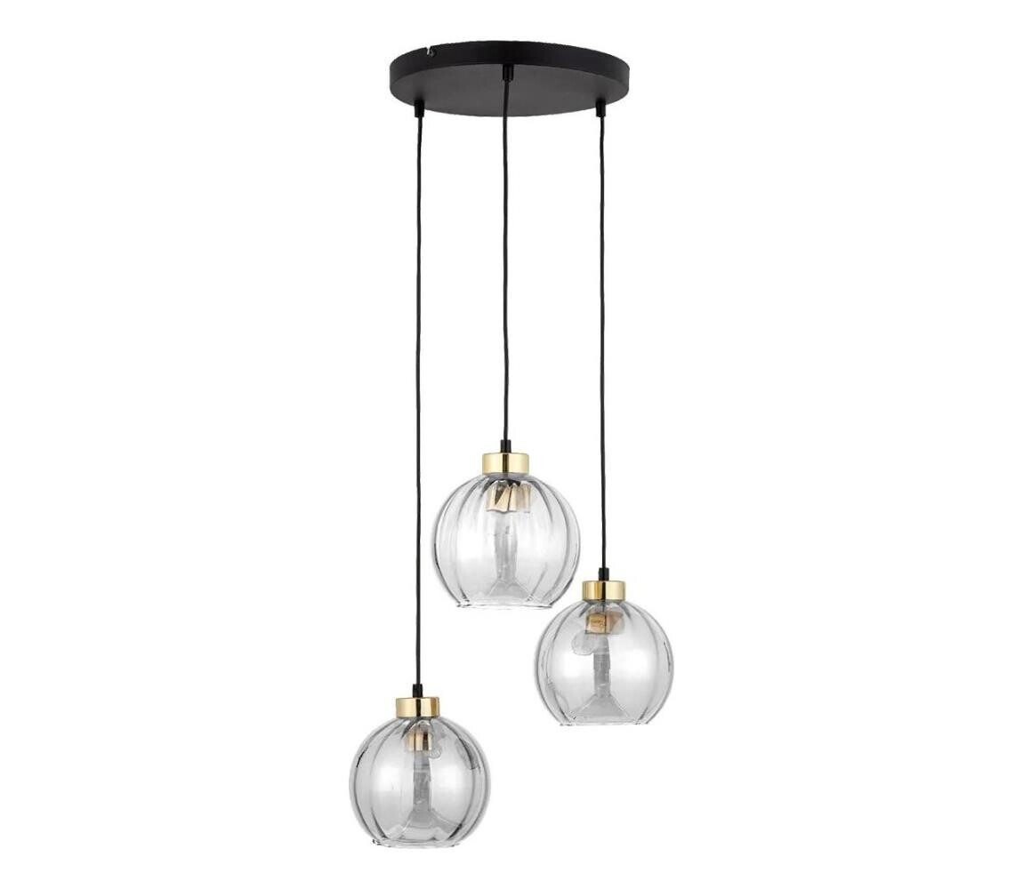 Lustr na lanku DEVI 3xE27/15W/230V černá/čirá 4579