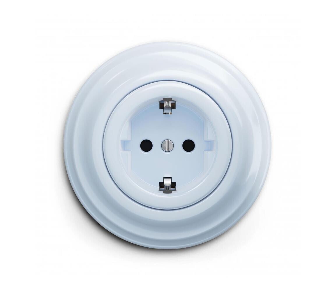 Reblig - Retro zásuvka domovní s rámečkem SCHUKO 230V/16A modrá RG0025+RG0108