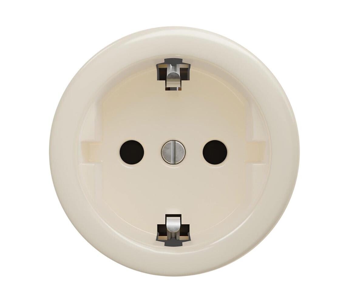 Reblig - Retro zásuvka domovní bez rámečku SCHUKO 230V/16A béžová B/ZS