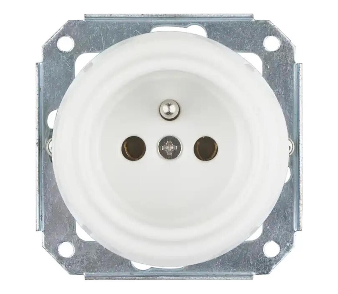 Reblig - Porcelánová retro zásuvka domovní bez rámečku 250V/16A bílá RGRAFX-W